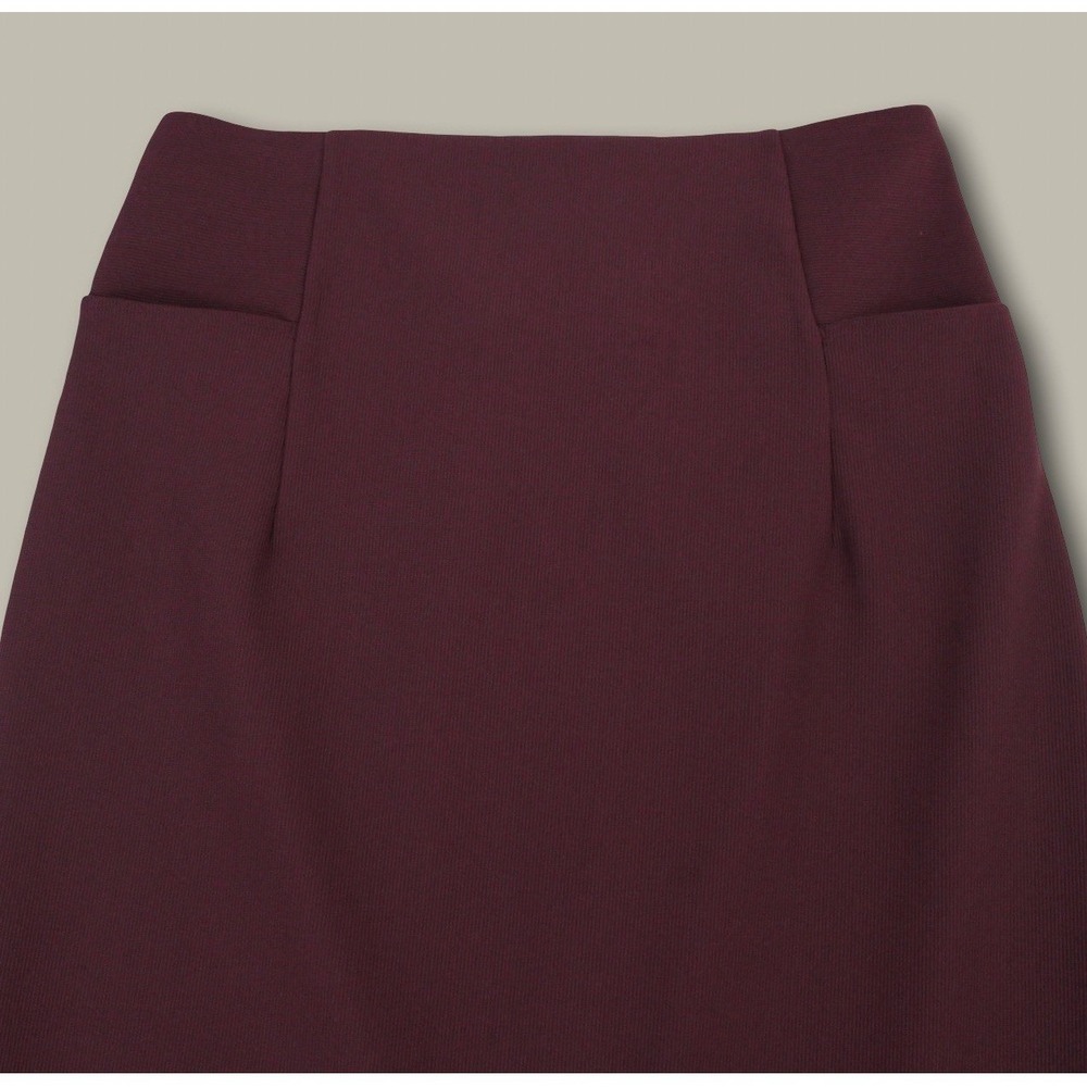Lululemon Solid‎ Ribbed High Rise Midi Pencil Skirt 6 Plum Burgundy Back Vent - Picture 2 of 4